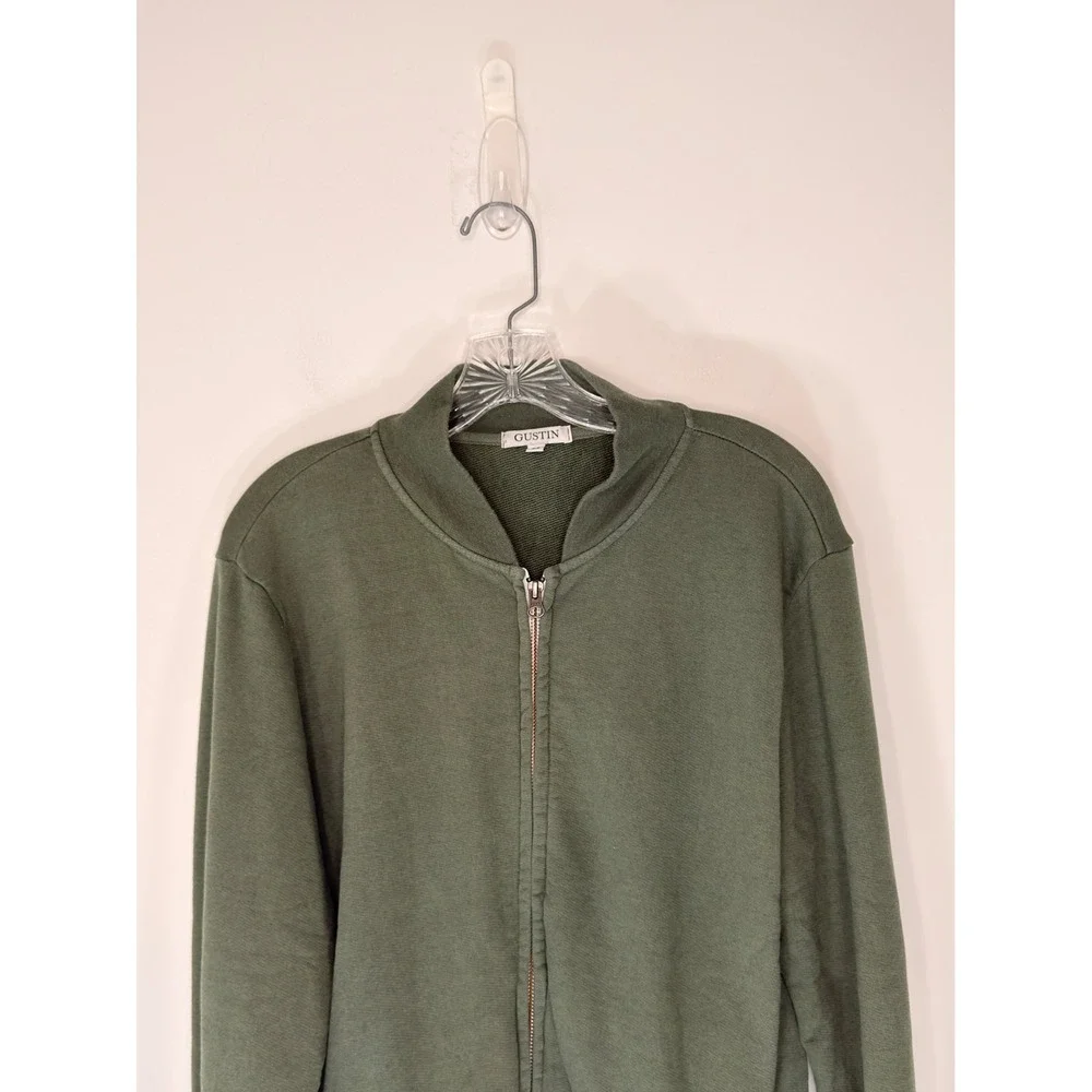 Gustin French Terry Bomber Green Men's Classic Minimalist Casual Basic Medium